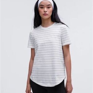 lululemon athletica White Striped Tee